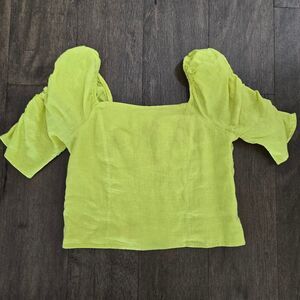 Rachel Zoe Linen Square Neck Crop Top Size L